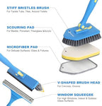 Tile Tub Scrubber Brush with 5 Different Function Cleaning Heads and 51" Extendable Long Handle Non Scratch Shower Scrubber for Cleaning Bathroom Kitchen Toilet Wall Bathtub - Image 3