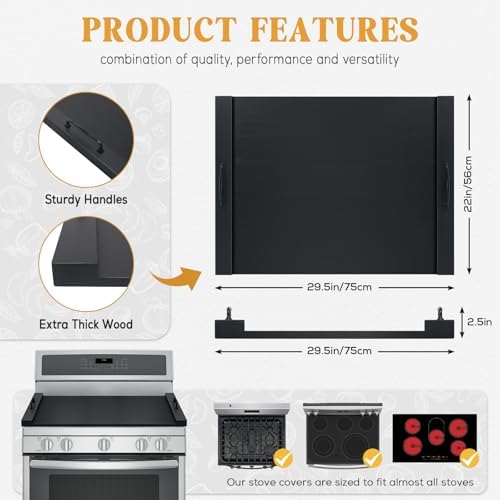GASHELL Noodle Board Stove Cover with Handles for Electric, Gas Stove Top - Image 4