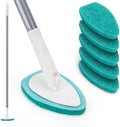 Shower Scrubber with Long Handle, 47'' Bathtub Scrub Brush with 6 Pads by KeFanta