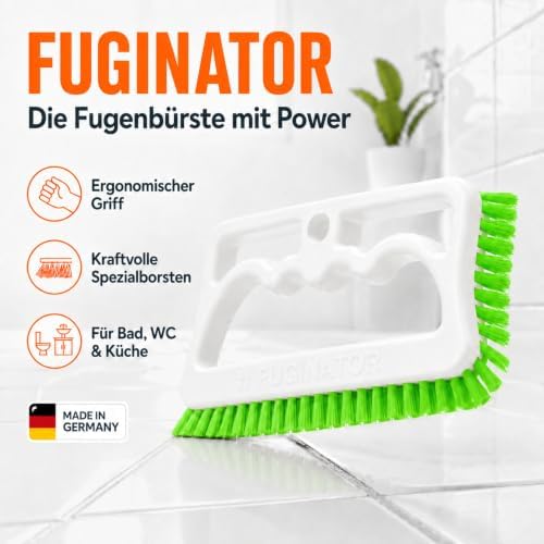Fuginator Scrub Brush for Tile and Grout: Stiff Nylon Bristle Scrubbing Brush - Bathtub and Shower Scrubber for Floor Joints and Tile Seams - Cleaning Brush (White/Green) - Image 4