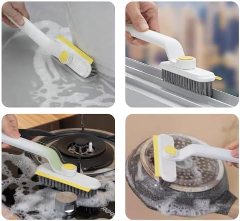 White Grout Brush, Crevice Cleaning Brush with 360° Swivel Head - Image 7