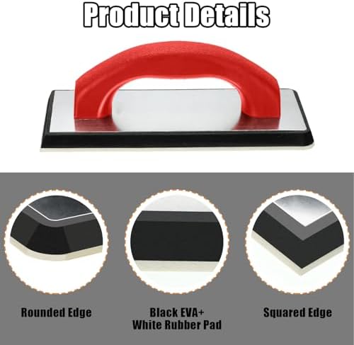 Blulu 11 Pcs Grout Float Set, Rubber Float, 6 Sponges, Angled Saw, Red - Image 5