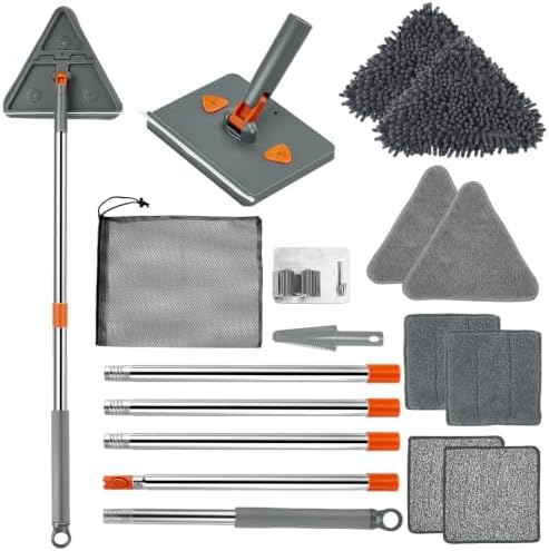 Base Board Cleaner Tool with Handle, Wall Cleaner Mop, 8 Pads by Feeloco