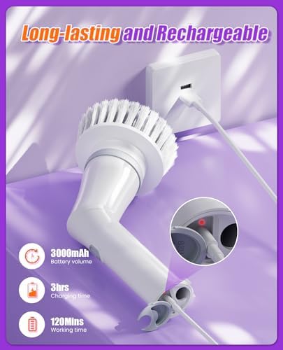 6-in-1 Cordless Electric Spin Scrubber with Long Handle - Image 6