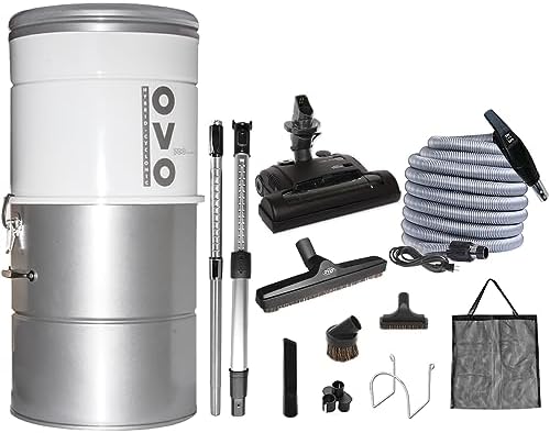 OVO 700 Airwatts Large and Powerful Central Vacuum System, Hybrid Filtration (with or Without Disposable Bags) 25L or 6.6 Gal, 30ft Carpet Deluxe Accessory Kit Included by OVOcentralvacuum