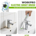 WORKPRO Cordless Grout Brush Set, 5500RPM Power Scrubber, IPX6 Waterproof Electric Scrubber with Type-C Charging Cable and Replaceable Brush Heads for Cleaning Grout, Tiles, Grime, and Crevices - Image 2