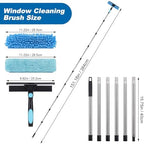 Window Squeegee Cleaner Tool with Extension Pole: 2-in-1 Window Cleaning Kit - 86.6 Inch Telescopic Long Window Cleaning Tool for High Windows Car Glass - with 2 Microfiber Cloth & Squeegee Blade - Image 5