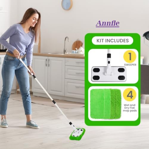 Sweeper Mop System with 4 Reusable Microfiber Mop Pads - Image 5