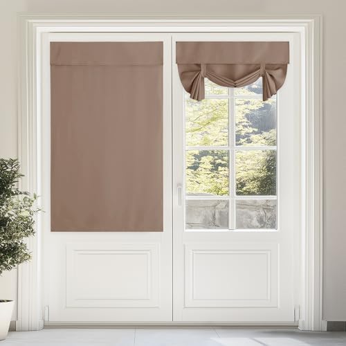 NICETOWN Cappuccino Tie Up Curtains for French Back Door Windows Cover by NICETOWN