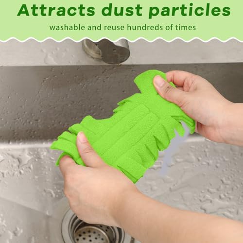 6 Pcs Reusable Duster Refills Washable Pads, Olive Green - Image 4