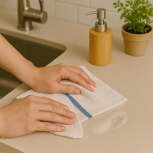 ZUPERIA Bar Mop Towels - 12 Pack (16"x19") - 100% Cotton High Absorbency Kitchen Towels – Reusable Dish Cloths, Quick-Dry Rags with Blue Stripe – Ideal for Restaurants, Cooks, Bartenders & Homes - Image 5