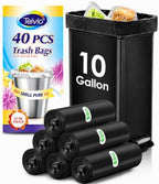 Teivio Medium Black Trash Bags 10 Gallon 40 Count Kitchen Garbage Bags by Teivio