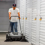 Tomahawk Industrial 38" Walk Behind Push Sweeper with Triple Power Side Brooms Floor Cleaning of Dust Litter Grass - Image 3