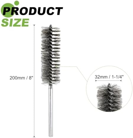HARFINGTON 6pcs Wire Bore Brush Set 8 Inch Length 1.3 Inch Shank Stainless Steel Bristles Cleaning Brush for Clean Car Part Tube Kitchen Garage - Image 2