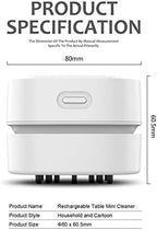 ODISTAR Mini Desktop Vacuum Cleaner for Table Dust (White AA Battery) - Image 2