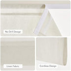 NICETOWN Linen Farmhouse French Door Curtain No Drill Blinds for Windows, Ivory Solid Cordless Blinds for Farmhouse Door Window Covering with Light Filgtering, W24 x L64, 1Pc - Image 3