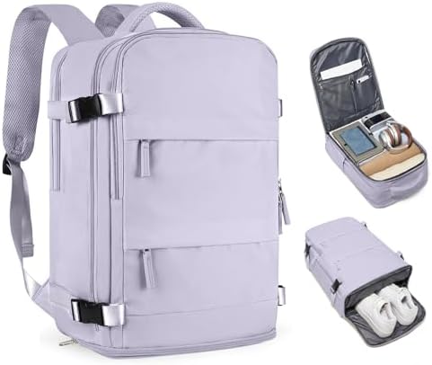 Carry On Backpack Personal Item Travel Backpack For Women Airline/Flight Approved Waterproof Sports Luggage Casual Daypack Small Hiking Backpack Purple by coofay
