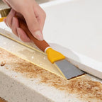 BESTonZON Multifunctional Kitchen Cleaning Spatula and Scrub Brush, Thickened Stainless Steel Dual-Head Stove and Refrigerator Scraper, Yellow Handheld Household Cooktop Cleaner Tool - Image 6