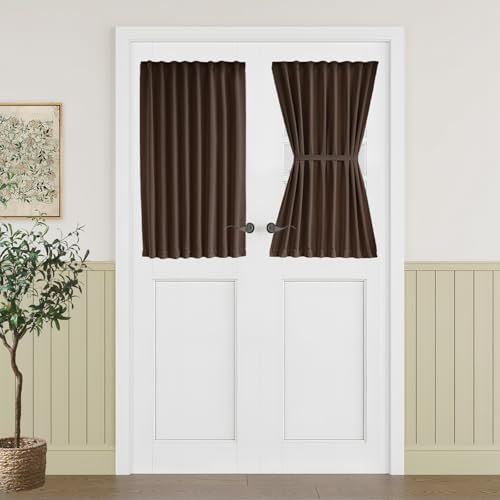 Vatge Door Window Curtains - Privacy Door Window Treatment Drapery for French Sliding Doors and Glass Patios, 1 Panel, W25 x L40, Brown by Vatge