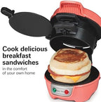 Hamilton Beach Breakfast Sandwich Maker with Egg Cooker Ring, Customize Ingredients, Perfect for English Muffins, Croissants, Mini Waffles, Perfect White Elephant Gifts, Coral (25483) - Image 3
