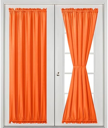 Hiasan French Door Curtains Privacy, Pumpkin Orange, 52W x 72L, 1 Panel - Image 2