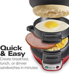 Hamilton Beach Breakfast Sandwich Maker with Egg Cooker Ring, Customize Ingredients, Perfect for English Muffins, Croissants, Mini Waffles, Perfect White Elephant Gifts, Red (25476) - Image 2