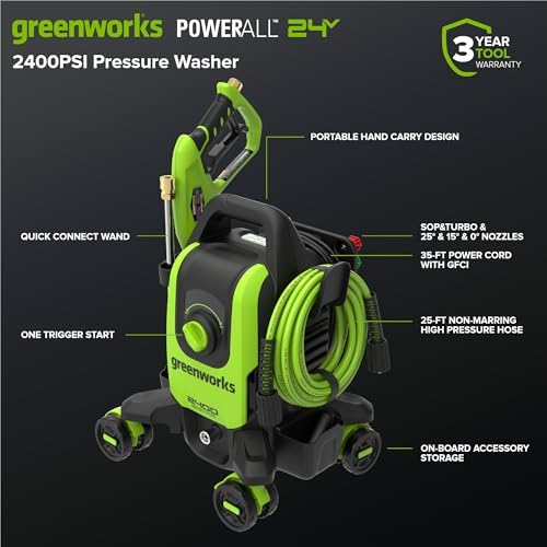 Greenworks 2400 PSI (1.2 GPM) Electric Pressure Washer - Image 2