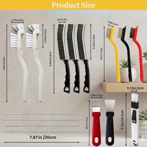 15pcs Crevice Cleaning Brush, Hard Bristle Scrub Brushes Tools, Multifunctional Grout Brush for Home - Image 2