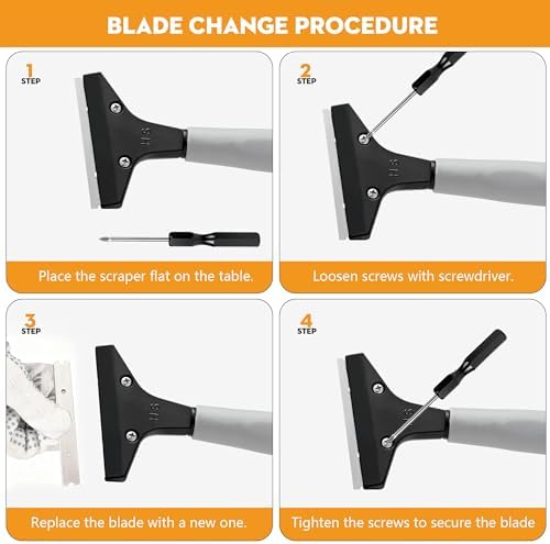 Luvenia Heavy Duty 4-Inch Razor Blade Floor Scraper, 62-Inch Long Handle - Image 6