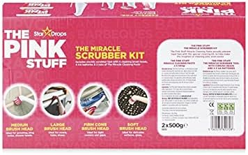 Britains Beauty The Miracle Scrubber Kit The Pink Stuff Star Drops 2 Cleaning Paste Electric Scrubber Kit With 4 Cleaning Brush Heads. - Image 2