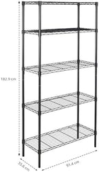 Amazon Basics 5-Shelf Adjustable Heavy Duty Steel Wire Storage Shelves for Garage, Kitchen, Easy Assembly, 36" x 14" x 72", Black - Image 3