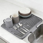 Silicone Dish Drying Mat for Kitchen Counter, 16" x 13" Grey-1pcs - Image 2