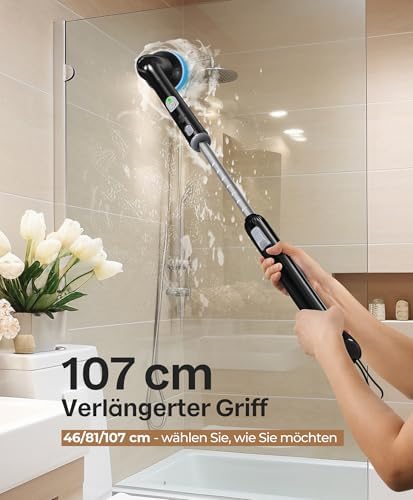 Electric Cleaning Brush, IPX7 Waterproof & 42inch Long Handle, Black - Image 4
