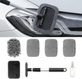 Car Windshield Cleaner Tool Kit with Extendable Handle, Vehicle Window Cleaner with 4 Microfiber Pads and 1 Empty Spray Bottle, Auto Windscreen Cleaning Tool, Universal Fit (Rectangular) by Unknown