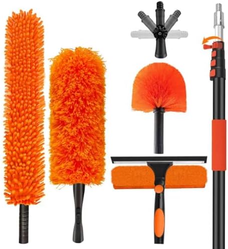 26FT High Reach Duster with Extension Pole 5-20FT, 4-in-1 Cleaning Kit by Jhkopqe
