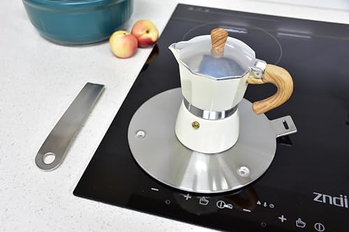 5.5 inch Heat Diffuser Stainless Steel Induction Adapter with Concave Spots for Electric Gas Stove Glass Induction Cooktop, Heats Up Faster,Detachable Handle - Image 4