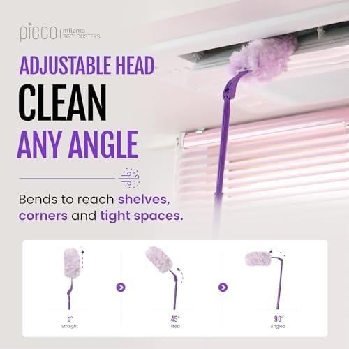milema Picco 360 Double-Sided Duster, Purple, 1 Long Handle, 23 Refills - Image 5