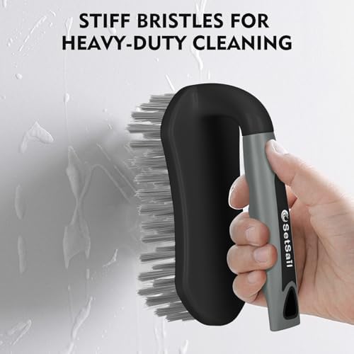 SetSail Scrub Brush, Stiff Bristle Cleaning Scrubber, 2 Pack(Black Grey) - Image 5