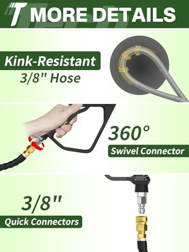 3/8" 4800PSI Pressure Washer Hose 50FT Swivel Quick Connect - Image 6