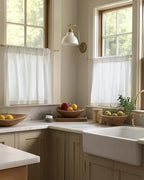 jinchan Linen Tier Curtains with Lined, 26x36, 2 Panels, Beige White - Image 3