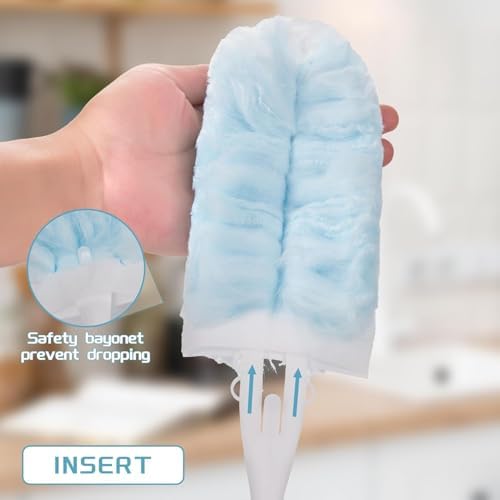 40 Count Duster Refills for Swiffer Duster Handle,360° Heavy Duty Duster Refills, Disposable Microfiber Duster for Dusting Furniture, Blinds, Ceiling Fans, Walls, (40 Count Refills& 2 Handle) - Image 5