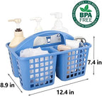 Portable Shower Caddy Basket Plastic Storage Basket with Compartments Blue - Image 6
