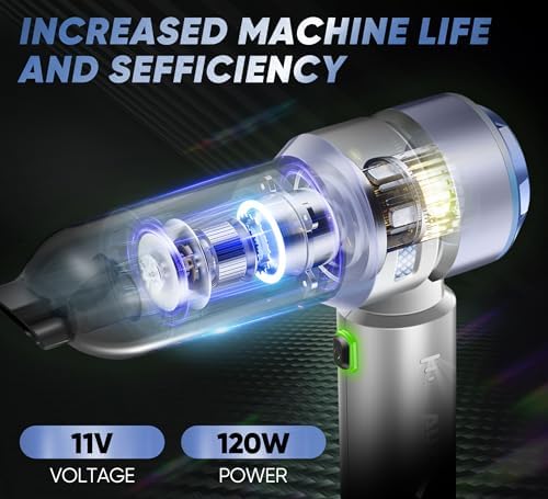Handheld Cordless Car Vacuum|3 in 1 15000PA Mini Cleaner,120W High Power Brushless Motor,Super Suction Power Vacuums with Type-C Data Cable, Small Portable and Rechargeable Cleaner (Sliver) - Image 4