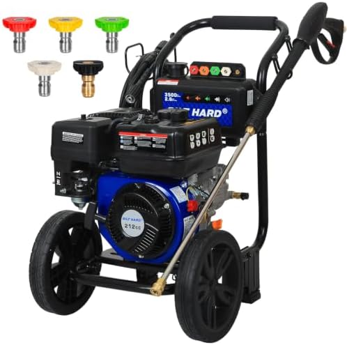 BILTHARD 3500 PSI Gas Pressure Washer, 2.6 GPM Heavy Duty Power Washer with 212cc 4 Cycle Engine, Spray Gun and Wand, 5 Quick Connect Nozzle Tips, 30 Foot Hose by BILTHARD