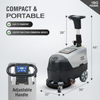 Battery Powered Walk Behind Floor and Carpet Scrubber Buffer Polisher Machine, 16" Brush, 21.5" Squeegee Width, 6.5 gal Tank, Brush Speed 200 RPM, Includes a Hard Brush Soft Brush and 3 Scouring pads - Image 3