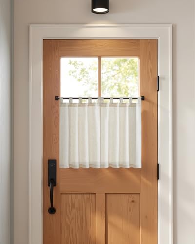 jinchan Linen Tier Curtains, Tab Top, 26x24, 2 Panels, Natural - Image 5