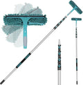 TelesPro 36 Feet High Reach Window Squeegee with 7-30 Ft Extension Pole, Window Cleaner Tool with 5-Stage Telescoping Pole, Window Cleaning Kit with Rotatable Head (2 Squeegee & 2 Microfibre Cloths) by TelesPro