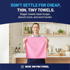 MW PRO Microfiber Cleaning Cloths Pink (12 Pack, 12x12) - Commercial Janitorial Towels & Lint Free Rags - Heavy Duty for Auto Detailing, Glass Windows, Housekeeping & Screens - Washable 300+ Times - Image 3