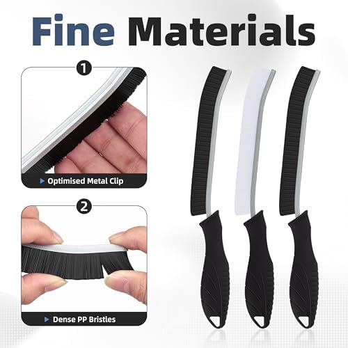 FOOGWEE Hard Bristle Crevice Cleaning Brush - Cleaning Supplies - Grout Cleaning Brushes for Household Use - Crevice Cleaning Tool for Bathroom, Home and Kitchen (5, Black) - Image 4