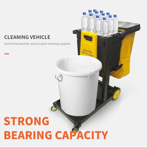 Commercial Janitorial Cart with Key-Locking Cabinet | 500 Lbs Capacity 48" D x 19" W x 39" H Cleaning Carts on Wheels | Janitorial Supplies Housekeeping Cart for Business School Office - Image 4